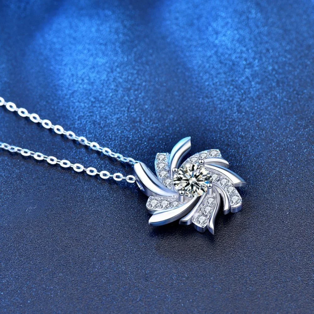 Certified 1/2 ct. t.w. Diamond Moissanite Windmill Necklace NEW B
